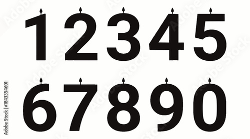 Stylish black digital numbers 0 to 9 designed for modern decorations, showcasing a sleek contemporary aesthetic with minimalist style perfect for various creative projects.