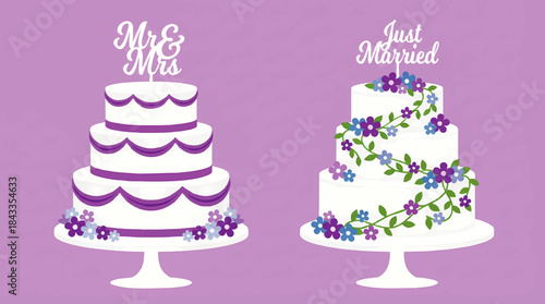 Elegant Wedding Cakes Mr Mrs and Just Married Celebrations