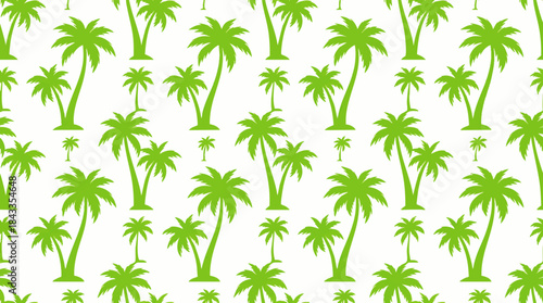 Vibrant Green Palm Tree Pattern Tropical Summer Seamless Background