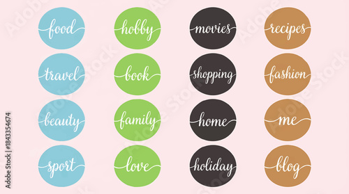 Creative Lifestyle Story Highlight Icons with Elegant Typography Perfect for Social Media