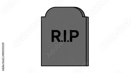 Gray Tombstone with RIP on White Background