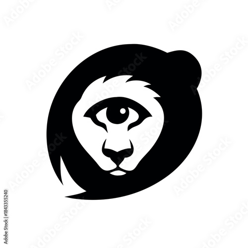 Bear face vector design blended with a lion face in symbolic wildlife art On white Background Vector illustration