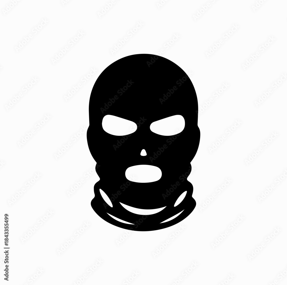 Fototapeta premium Balaclava Ski Mask Silhouette Icon Vector