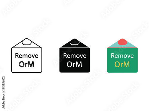 Remove orm milk carton icons in different colors and styles