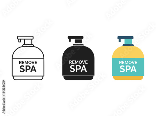 Nail polish remover bottles with remove spa label