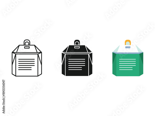 Chinese takeout container icons in different colors