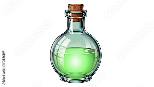 Green Liquid in Glass Bottle with Cork Stopper