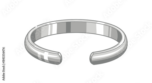 Simple Silver Open-Ended Ring with Rounded Edges.