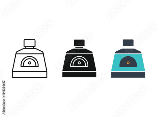 Pottery wheel icon set in various design styles