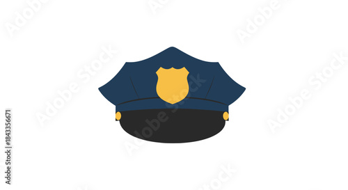 Cartoon Illustration of a Blue Police Officers Hat.