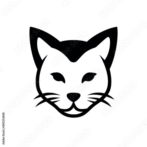Cat face blended with fox face creating symbolic wildlife unity design On white Background Vector illustration