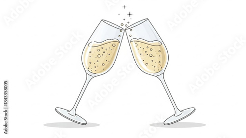 Champagne Glasses Clinking Together in Celebration