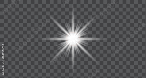 White Glowing sparkle, white Star vector, len flare, White shine lights, White Sunlight, white sparkling. Great for Christmas, festive party overlay design