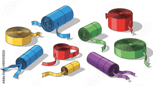 Colorful Party Poppers on White Background