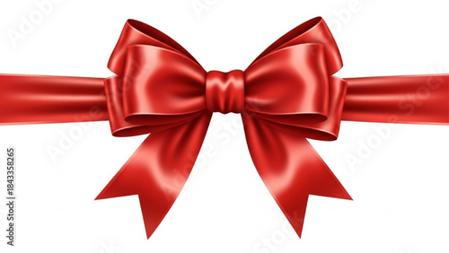 Red Ribbon Bow Isolated on White Background