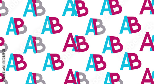 Repeating Pattern of AB Blood Type Symbols in Blue and Magenta.
