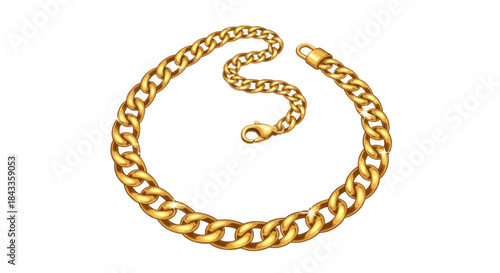 Luxurious Golden Curb Chain Necklace with Clasp.