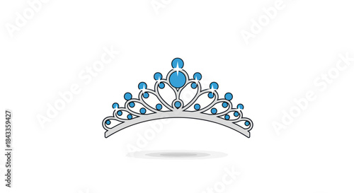 Elegant Silver Tiara Adorned with Sparkling Blue Gemstones.