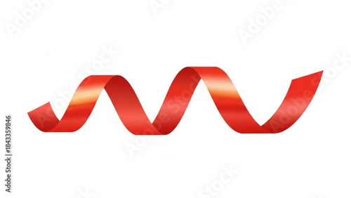 Red Ribbon Twisting on White Background