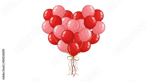 Red Heart Shaped Balloons on White Background