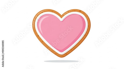 Pink Heart Cookie Isolated on White Background