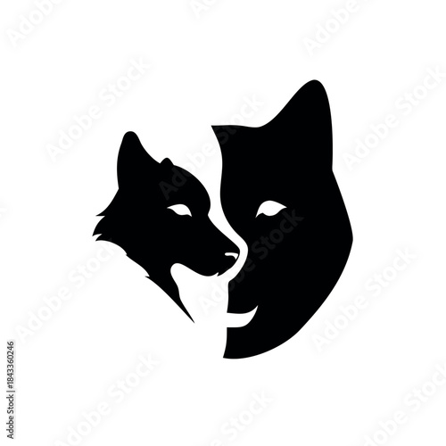 Dog face combined with wolf face representing instinct and courage On white Background Vector illustration