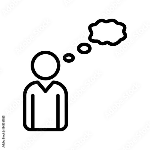 man think icon, doubt or unsure, person with question, enquire, human lost and difficulty, editable stroke vector illustration eps10