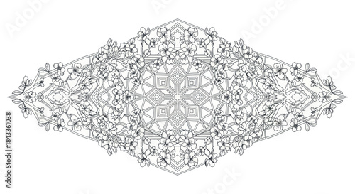 Intricate Floral Mandala Design with Symmetrical Patterns and Delicate Details.