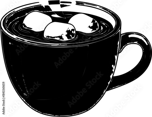 Black Coffee Mug with Ice Cubes