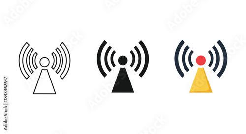 Wireless network tower icons set