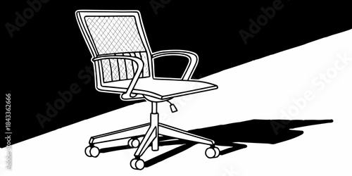 Industrial tripod stool vector set, minimalist wooden drafting chair silhouette and line art isolated on white background.