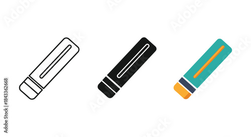 Colorful eraser icons set for creative design