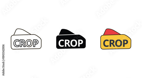Crop tool icon set for graphic design and editing