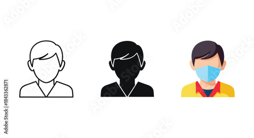Different styles of man wearing mask