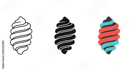 Colorful ice cream illustration set