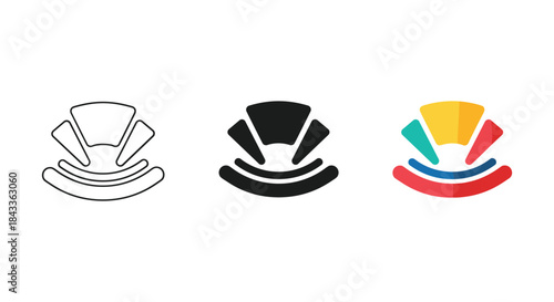 Logo design variations with different colors and styles
