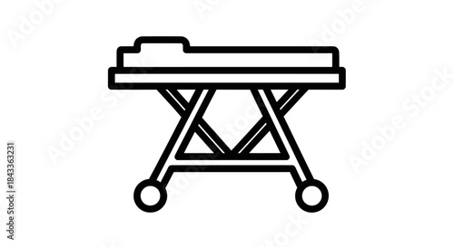 Medical Stretcher Gurney Outline Icon with Wheels.