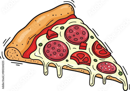 A delicious slice of pepperoni pizza with melted cheese a popular food item