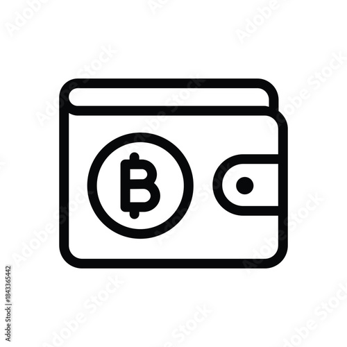Minimalist digital wallet icon with Bitcoin symbol, representing cryptocurrency storage, online payments, and secure digital finance