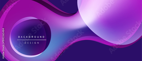 Abstract purple design features flowing shapes, gradients. Modern background with text element, simple composition.