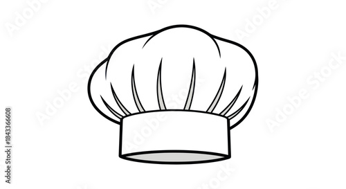Classic White Chefs Hat with Pleated Crown and Band.