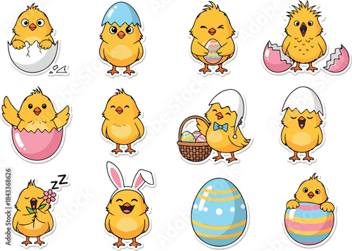 Cute Easter Chick Stickers Cartoon Spring Chicks