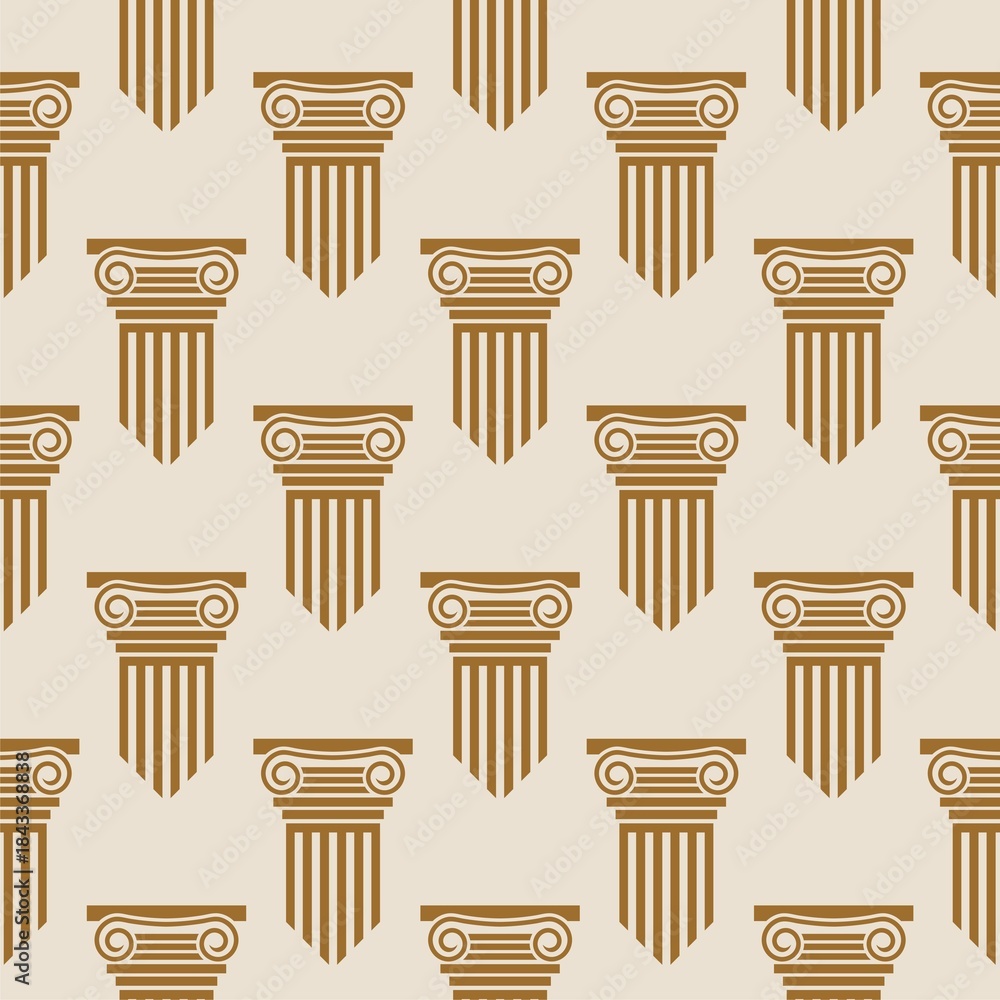 Naklejka premium Greek and roman ancient columns seamless pattern isolated on color background