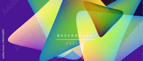 Abstract colorful shapes overlap, creating vibrant background design. Gradient hues blend smoothly, offering modern aesthetic.