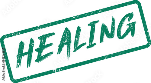 Grungy Green Healing Word Stamp Effect for Recovery and Wellness Journeys