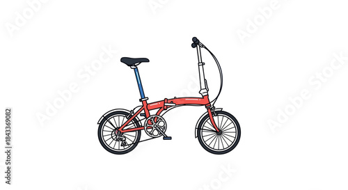 Compact Red Folding Bicycle for Urban Commuting.