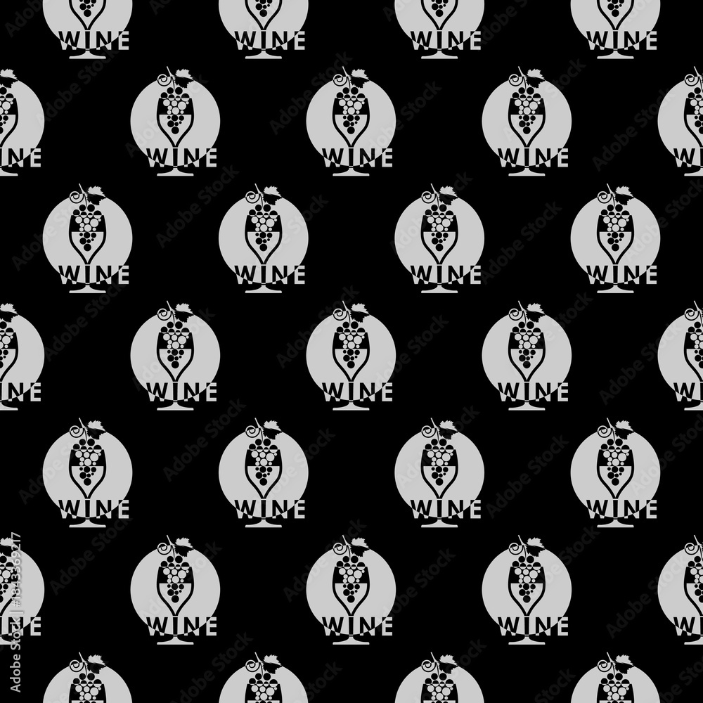 Obraz premium Wine seamless pattern isolated on black background