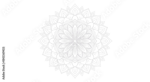 Intricate White Floral Mandala Pattern Design.