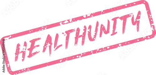 Pink Distressed Healthunity Stamp for Community Wellness Programs