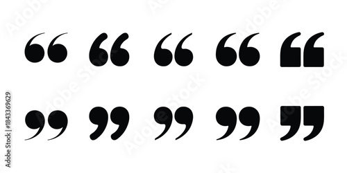 Vector quotation marks collection on clean background